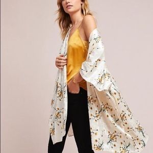 Anthropologie Floreat Velvet Floral Kimono